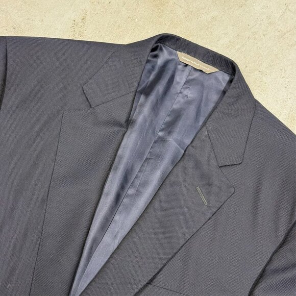 Samuelsohn Blazer Mesh Wool Blazer Super 130s Sport Coat Blue Full Canvas 42T - Picture 6 of 10